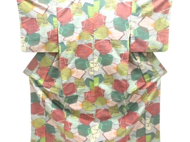 JAPANESE KIMONO / HITOE KIMONO / SILK / TOKAMACHI TSUMUGI / WOVEN STONE PAVEMENT